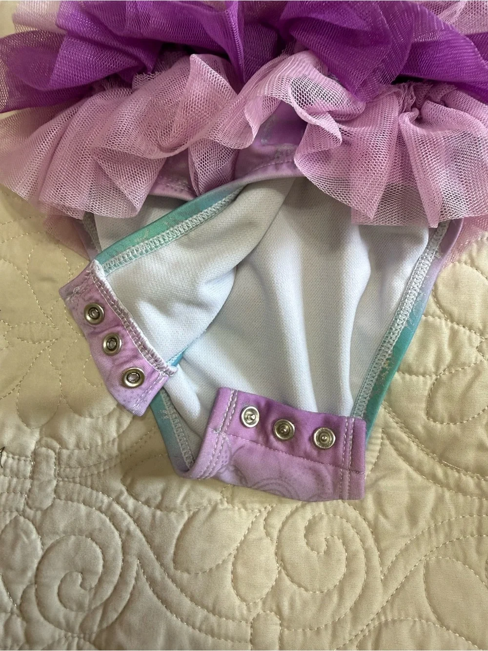 Cat & Jack Ariel The Little Mermaid themed swimsuit one piece with attached tutu